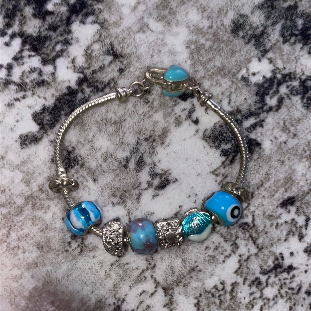 Silver and Blue Charm Bracelet